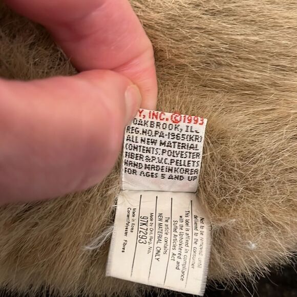 Vintage 1993 TY Classic Beanie NIBBLES Rabbit Bunny Brown Plush Stuffed Animal. - Picture 7 of 8